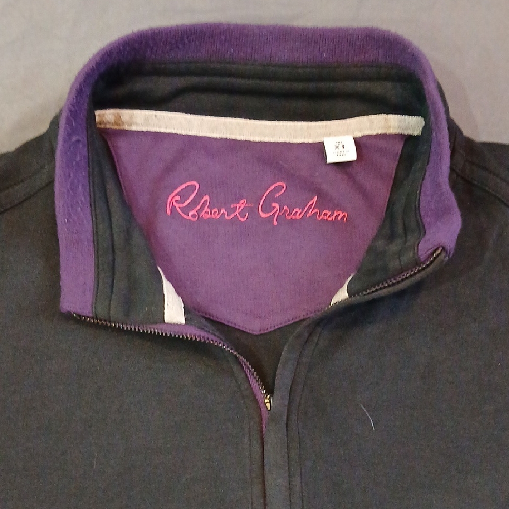 Robert Graham Black and Purple Zip-Up Sweater